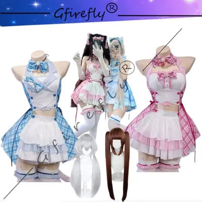 NEKOPARA Chocola & Vanilla Cute Soft Girl Lolita Cosplay Costume Full Set Women Anime Halloween Comic Con Carnival Outfit