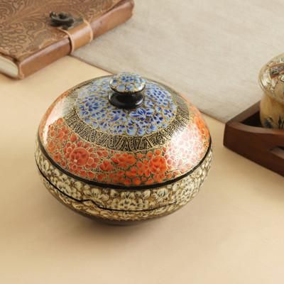 'Hand-Painted Night Spring-Themed Papier Pache Decorative Box'