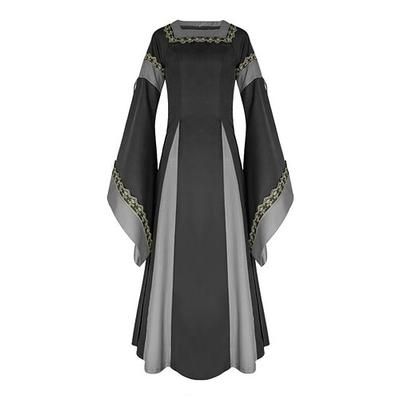 Retrò Vintage Medievale Rinascimento Lunghezza al pavimento Vestito Lunghe Allacciato Collo quadrato Costume Per donna Fantasia Carnevale Fiera Rinascimentale LARP Adulti Vestito