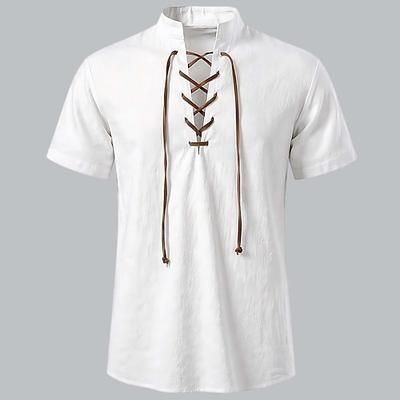 Medievale Rinascimento Camicia Maniche corte Pirata Vichingo Costume Per uomo Vichingo Costumi da pirata Halloween Carnevale Performance LARP Fiera Rinascimentale Adulti Camicia Estate