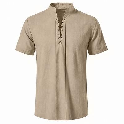 Medievale Rinascimento Camicia Maniche corte Pirata Vichingo Costume Per uomo Vichingo Costumi da pirata Halloween Carnevale Performance LARP Fiera Rinascimentale Adulti Camicia Estate