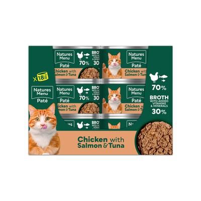 36x85g Chicken with Salmon & Tuna Adult Cans Pâté Natures Menu Wet Cat Food