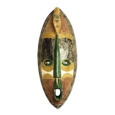 Tribal Friend,'Rustic African Wood Mask Crafted in Ghana'