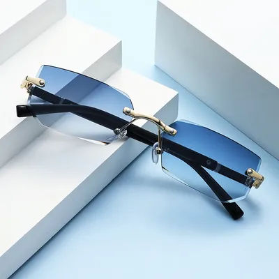 Lunettes de soleil sans monture tendance pour femmes, petites lunettes de soleil rectangulaires, lunettes de soleil rétro, lunettes de soleil d'été pour voyager, UV400