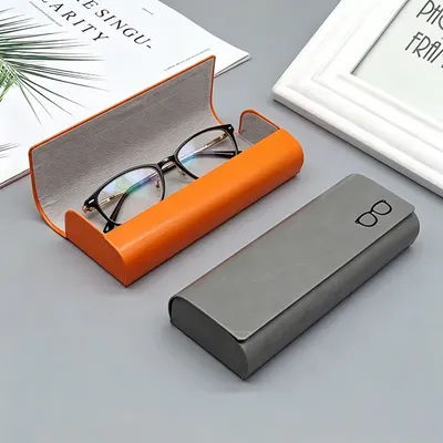 Étui rigide en cuir PU pour lunettes de soleil, anti-extrusion, avec fermeture éclair, boîte de rangement portable pour lunettes, support anti-pression