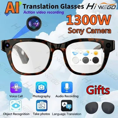 Hiwego 2026 New12K HD AI Smart Glasses With ChatGpt Touch 1300mp Camera Sport AI Sunglasses Music Player Bluetooth Calling Voice