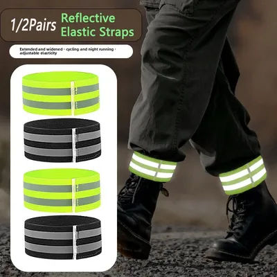 1/2Pairs Reflective Bands Elastic Armband Wristband Ankle Leg Straps Kids Safety Reflector Tape Straps for Night Biking Running