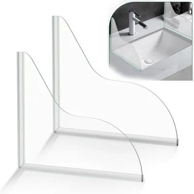 2Pcs Clear Acrylic Shower Water Guard Self-Adhesive Waterproof Bathtub Splash Baffle Easy Install Wash Basin Sink Water Blocking