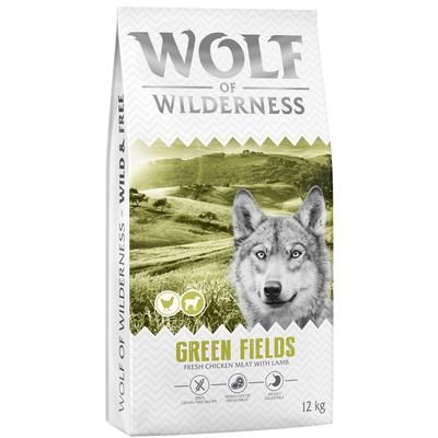 2x12kg New Recipe Green Fields Lamb Grain Free Wolf of Wilderness Dry Dog Food