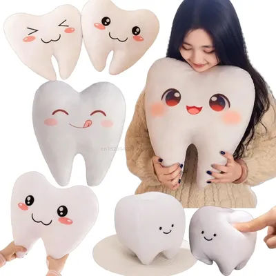 Simulation Lovely Tooth Plush Toys Cute Expression White Teeth Stuffed Soft Pillow Funny Sofa Cushion Gift For Children Gifts