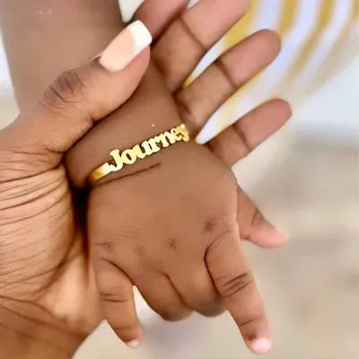 Customized Baby Bracelets Personalized Name Cuff Bangle Stainless Steel Nameplate Bangle Newborn Gift For Baby Non Allergenic