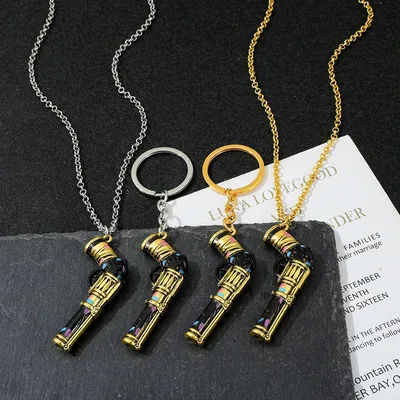 Arcane Season 2 Jinx Keychain Necklace, LOL League of Legends Cosplay Prop, Kawaii Keyring Gift for Women & Men