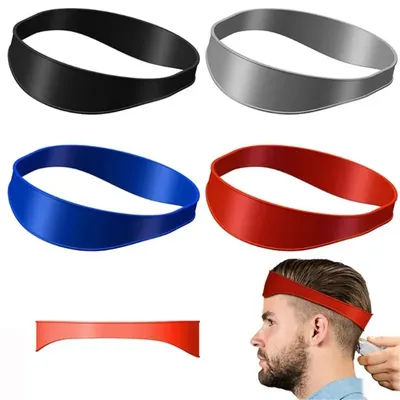 Curved Silicone Hair Trimming Tool DIY Fade Haircut Template Barber Neckline Shaving Headband for Home Haircuts