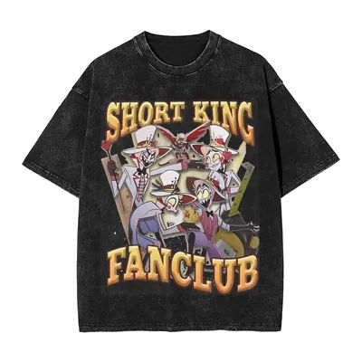 Hazbin Hotels T-Shirt Men Lucifer short king fanclub Funny Pure Cotton Tees Round Neck Short Sleeve T Shirt New Arrival Clothes