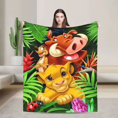 Warm BlanketGirls Boys Decorative Simba Lion King Throw Blanket Flannel Bedspread Chair Sofa Bed Street Trend Sofa Bed Cover