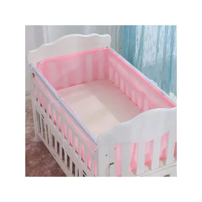 1set/2pcs Breathable Mesh Baby Bed Liner, Anti-Fall Fence for baby cot, Suitable for 120*60cm/130*70cm Crib for all seasons