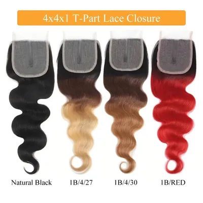 1B/4/27 4/30 1B/Red Highlight Lace Clsoure With Baby Hair Ombre Color 4x1 Lace Closure Straight Transparent Lace Clsoure Only