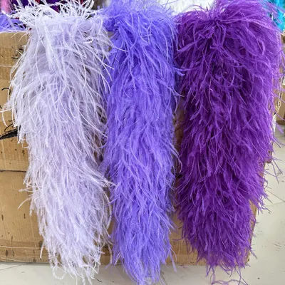 Elegant Purple Ostrich Feather Boa 0.5Meter 6-26Ply Thick Trim for Wedding Party Shawl Clothing Sewing Craft Costume Decoration