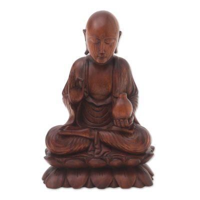 Vitarka Buddha,'Hand Crafted Balinese Suar Wood Buddha Meditation Statuette'