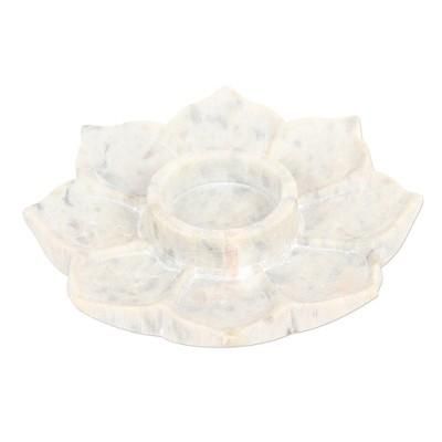 Floral Flame,'Hand Carved Soapstone Tealight Holder'