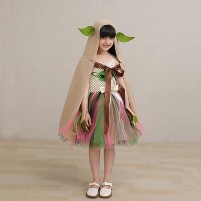 Vestito Costume Cosplay Tutu Fiaba Elfo Baby Yoda Cosplay Halloween Bambini Ragazze Halloween Carnevale Mascherata Feste Halloween Performance Vestirsi
