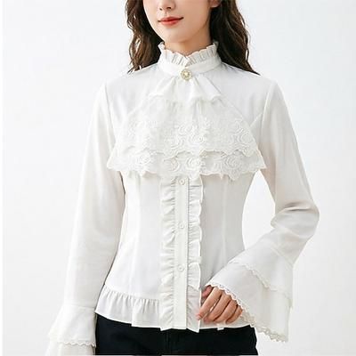 Gotico Medievale Rinascimento Blusa / Camicia Lunghe Principessa Vampiro Nobildonna Volant Costume Per donna Reale Halloween Carnevale Fiera Rinascimentale LARP Adulti Camicia