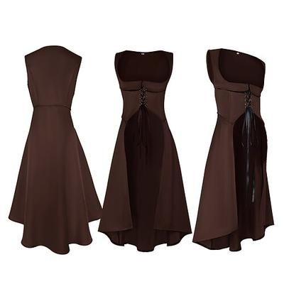Retrò Vintage Medievale Rinascimento Lunghezza alla caviglia Vestito Corpetto Senza maniche Contadina Allacciato Costume Per donna Fantasia Halloween Carnevale Fiera Rinascimentale LARP Adulti Vestito