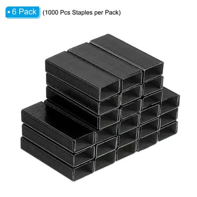 6000Pcs/6Pack Black Metal Staples 10 Office Stationery Staple Mini 3/16 Inch Length Staples Jam Free Office Stationery Supplies
