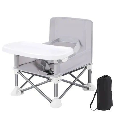 Folding Baby Dining Chair with Detachable Tray Carry Bag Lightweight Foldable Baby Seat Safety Harness for Indoor Outdoor Use