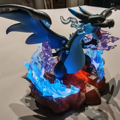 Genuine Pokemon Battle Figures Charizard Tyranitar Pvc Collectible Statue Anime Toy Led Light Desktop Decoration Gift For Fans