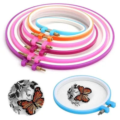 Practical New 5Pcs/Lot Plastic Embroidery Hoop Set Cross Stitch Hoop Ring Frame Adjustable DIY Sewing Tools For Embroidery Craft