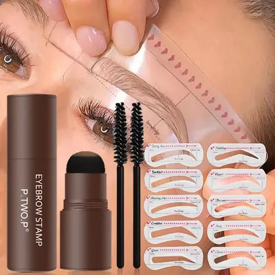 1/2/3/4Set Eyebrow Definer Powder Stamp Makeup Stencils Long Lasting Hairline Shadow Powder Hair Chalk Hair Fluffy Powder