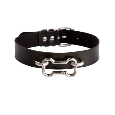 Dog Bone Collar Black Leather Choker Necklace for Women Halloween Cosplay Accessories