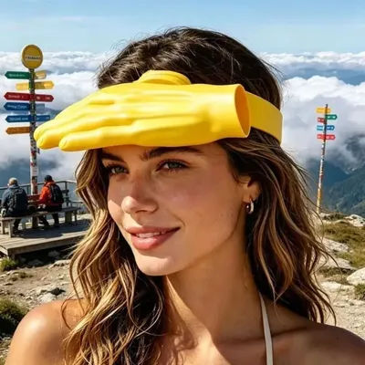 Chapeau de soleil tendance en forme de main, 3D, attrayant, avec bandeau réglable, accessoire photo original pour camping, plage, fête, voyage