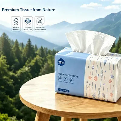 1/3/4Pack Manhua Raw Wood Pulp Facial Tissues, Hypoallergenic Soft Paper Towels,Toilet Paper Household Napkins Paper Towels Toil