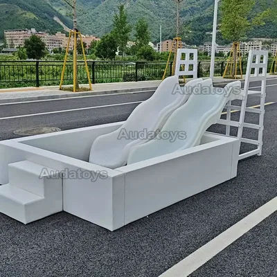 Large Playground Luxury Stairs White Double Slide for Kid Ball Pit