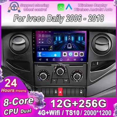 Android 15 pour Iveco Daily 2006-2018 Lecteur Multimédia Automobile GPS Navigation Carplay Sans Lecteur DVD 2DIN Unité Centrale WIFI Bluetooth WIFI 4G