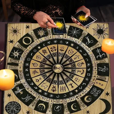 Wood Grain Pattern Tarot Cards Tablecloth For Spread Tarot Reading Cloth 12 Constellations Altar Cloth For Divination Card Pad
