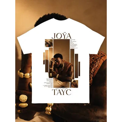 T-shirt unisexe en coton 100% pour hommes et femmes, t-shirt décontracté populaire pour fans de R&B, Y2k Afro-love, Singer Tayc JOŸA Album JOYA 2026 Merch