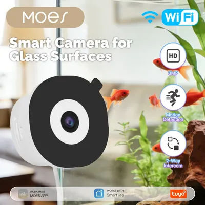 MOES Tuya WiFi Smart Window Camera 3MP Glass Surface Mounting Security Surveillance Camera Full Color Night Vision Two-way Audio
