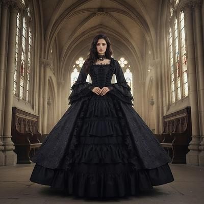 Gothic Lolita Rococò Vittoriano Costume di fantasia Abito da Ballo Strega Regina Principessa Costume Per donna Reale Halloween Carnevale Performance Mascherata Fiera Rinascimentale Adulti Vestito