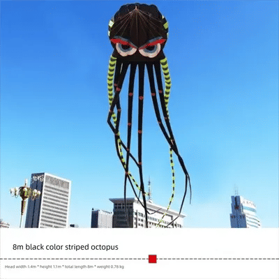 Easy To Fly Magic Octopus Kite 8-Meter with Long Tail 3D Soft Kite Good Flying 300 Meter Kite String Outdoor Flying Toy