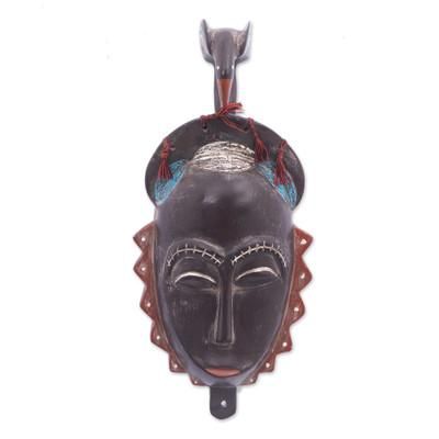 'Artisan-Made Folk Art-Inspired African Sese Wood Bird Mask'
