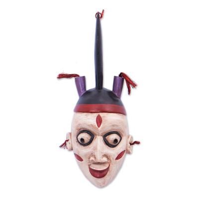 'Ivorian-Inspired Whimsical Handmade Africa Sese Wood Mask'