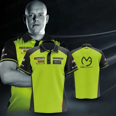 MvG Michael van Gerwen – chemise de fléchettes, nouveau maillot polo vert et noir Winmau, vêtements de sport à séchage rapide pour hommes, cadeau Mighty Mike
