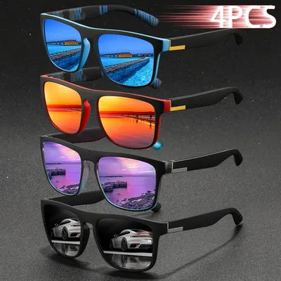 4 pièces mode Vintage carré lunettes de soleil hommes femmes pêche conduite homme marque de luxe concepteur lunettes de soleil Anti-éblouissement rétro lunettes