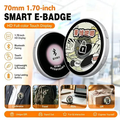 Badge numérique intelligent E-Badge HD avec affichage dynamique, Bluetooth, contrôle par application pour photos et animations