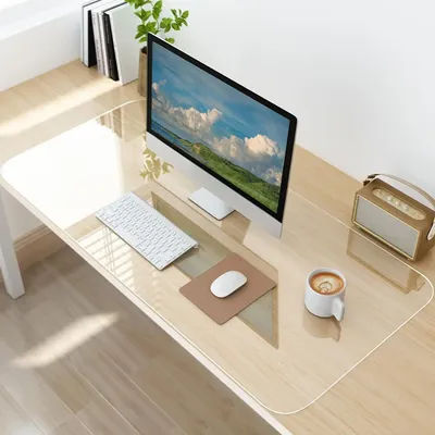Tapis de bureau transparent, tapis de bureau transparent en PVC antidérapant, tapis d'écriture résistant à la chaleur et imperméable, protection de table de bureau pour la maison et le bureau