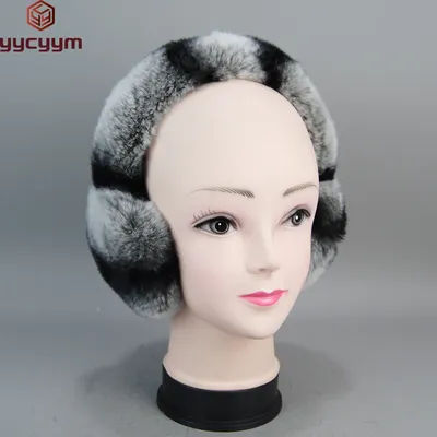 Hiver russe belles filles réel Rex fourrure de lapin cache-oreilles femmes chaud moelleux véritable Rex fourrure de lapin oreillette dame fourrure cache-oreilles