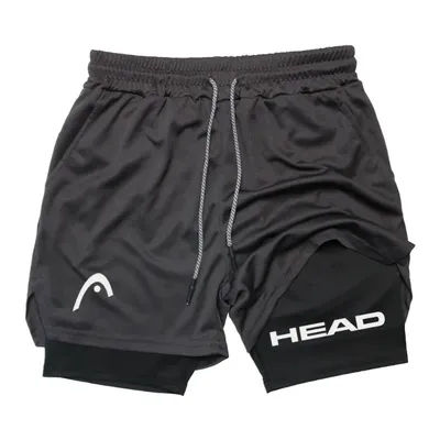 Running Short for Men Fitness Gym Training 2-in-1 Sports Quick Dry Workout Jogging Double Deck Summer Athletic Multi-functional